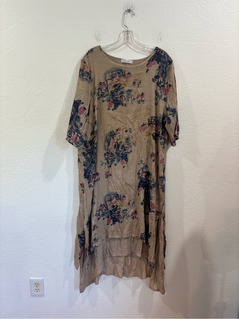Cellabie Gauzy Linen Blend Floral Maxi Dress